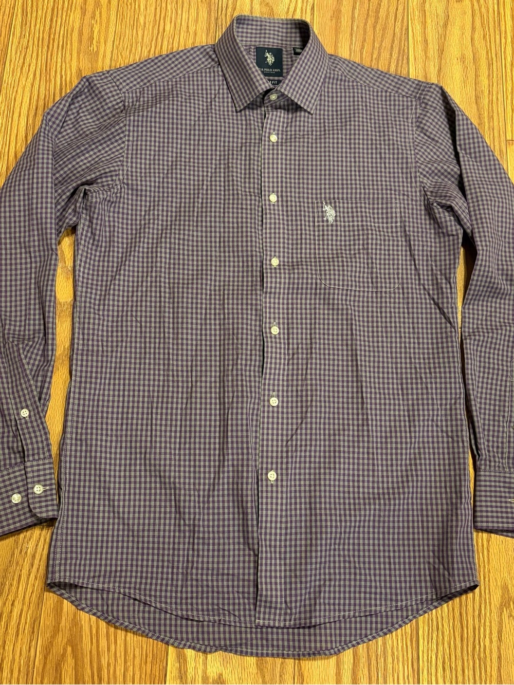 U.S. Polo Assn. Men's Small Purple Check Button-Down Shirt